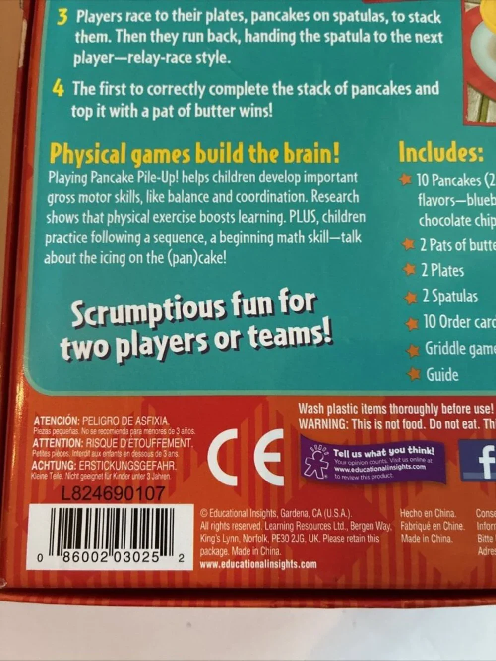 Educational Insights Pancake Pile Up Game Box Only Griddle Board Replacement